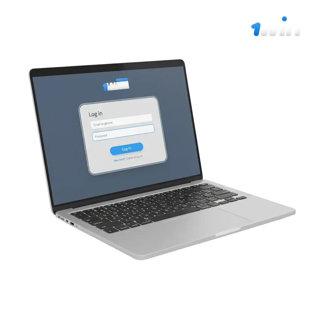 1win login page for Indian users: email/phone and password fields, Sign In button, two-step verification and security icons.
