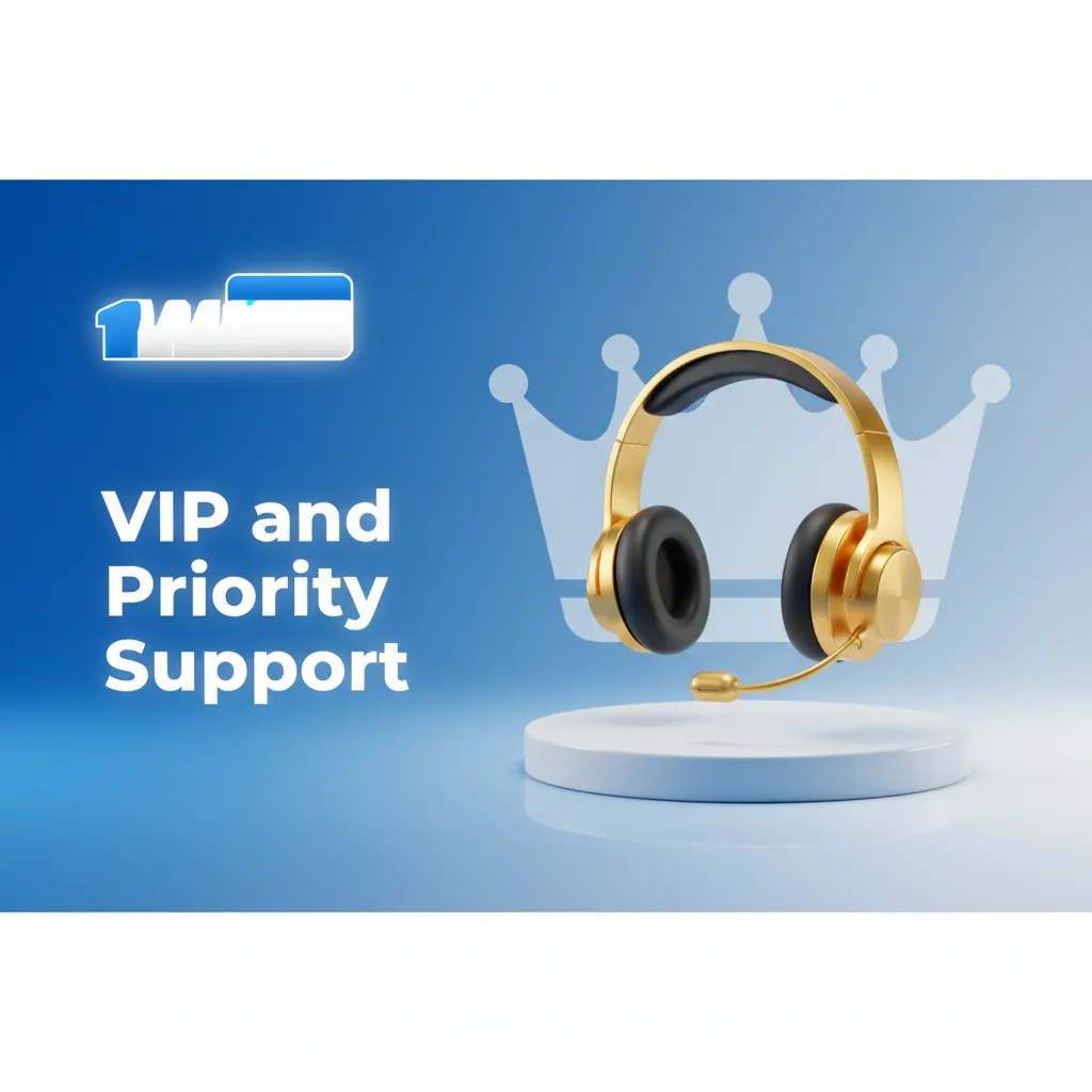 App screen showing VIP tab, 24/7 priority chat, dedicated manager, and replies under 1 minute for VIP support.