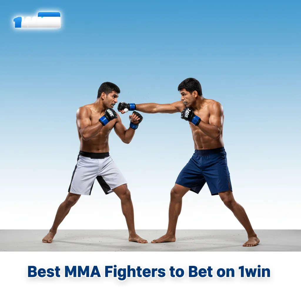 1win banner of top MMA fighters to bet on with odds: Makhachev, Volkanovski, Jones, Adesanya, Usman, McGregor, Shevchenko