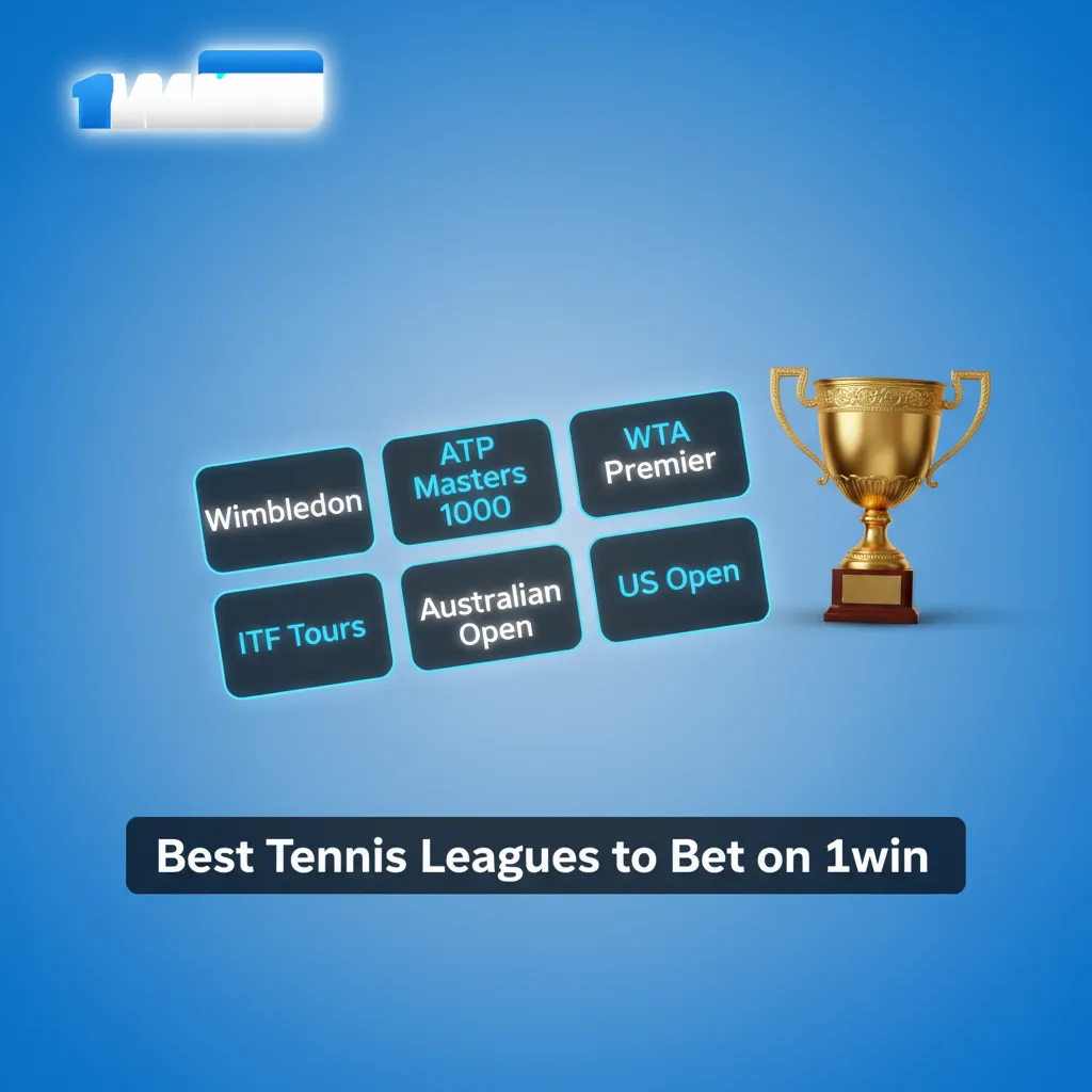 Best tennis events to bet on at 1win: Australian Open, Roland-Garros, Wimbledon, US Open, ATP/WTA, Challenger, ITF.