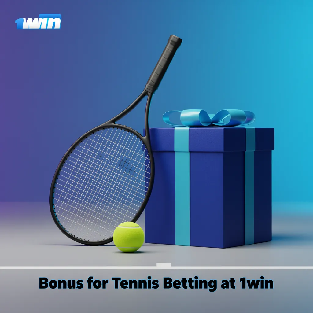 Promotional banner for 1win tennis betting welcome bonus on first deposit; qualifying bets and minimum odds apply.