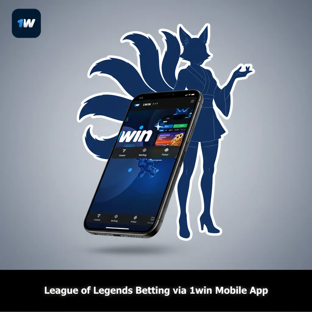 1win mobile app screen showing League of Legends betting markets and live odds in INR on a smartphone.