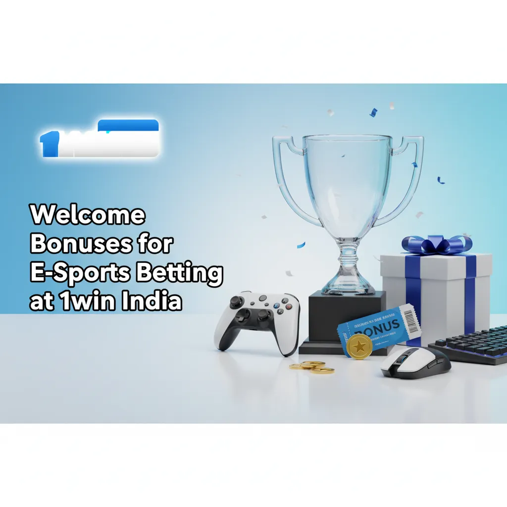 1win India esports welcome bonus 500% up to ₹75,000, infographic showing steps to register, select bonus, deposit, wager