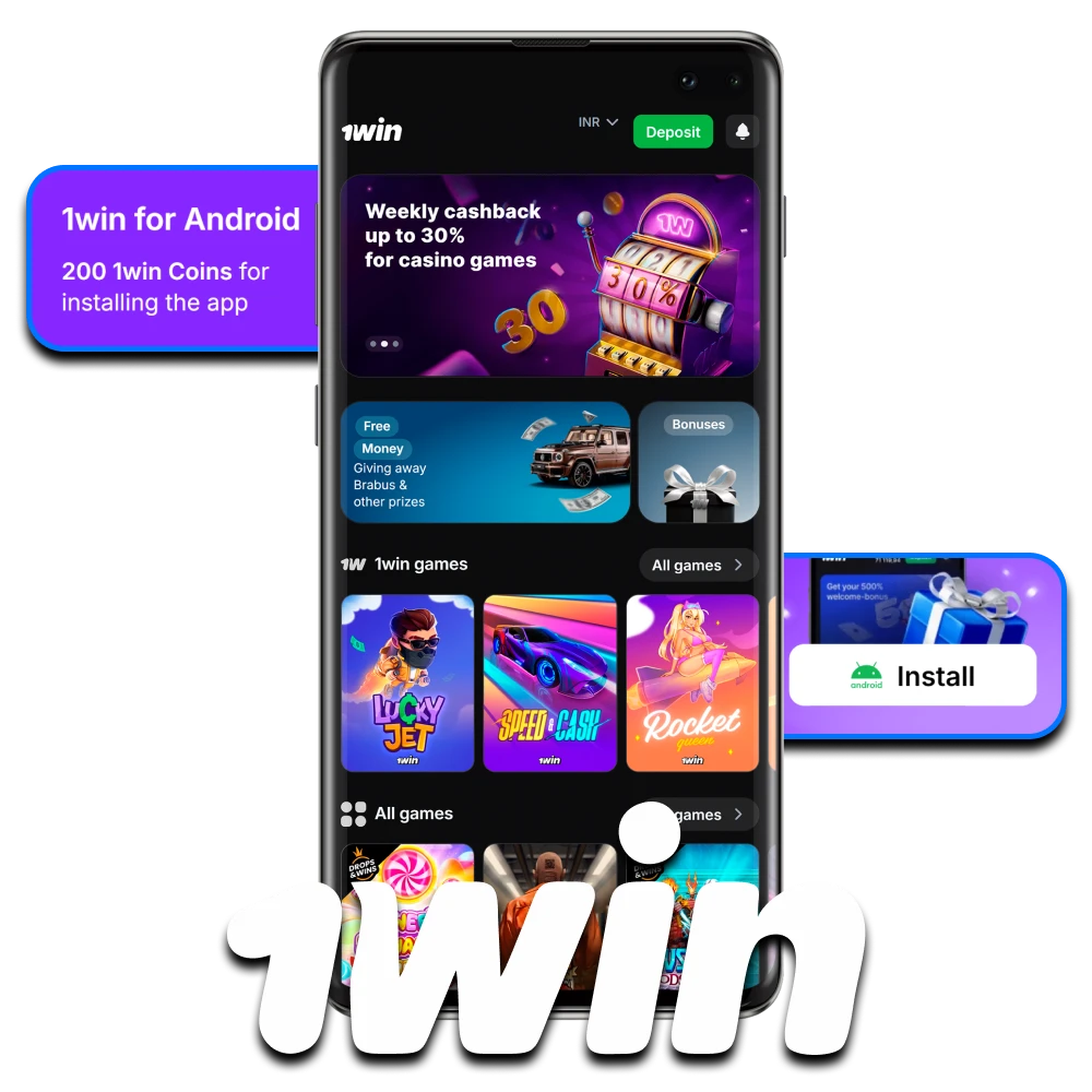 Choose the 1win app for Android.