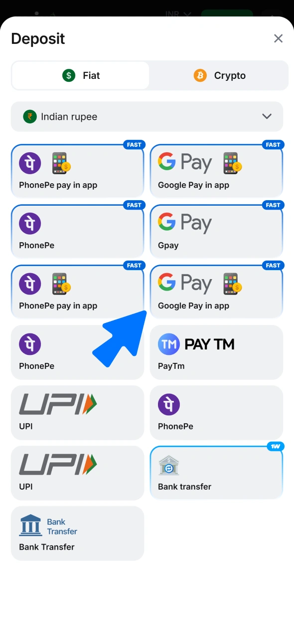 Make a deposit to finish the 1win sign up betting process.