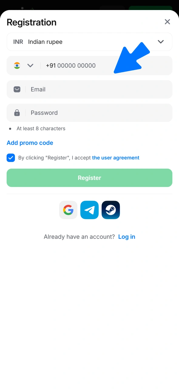 Pick a fast method to register for your 1win iOS profile.