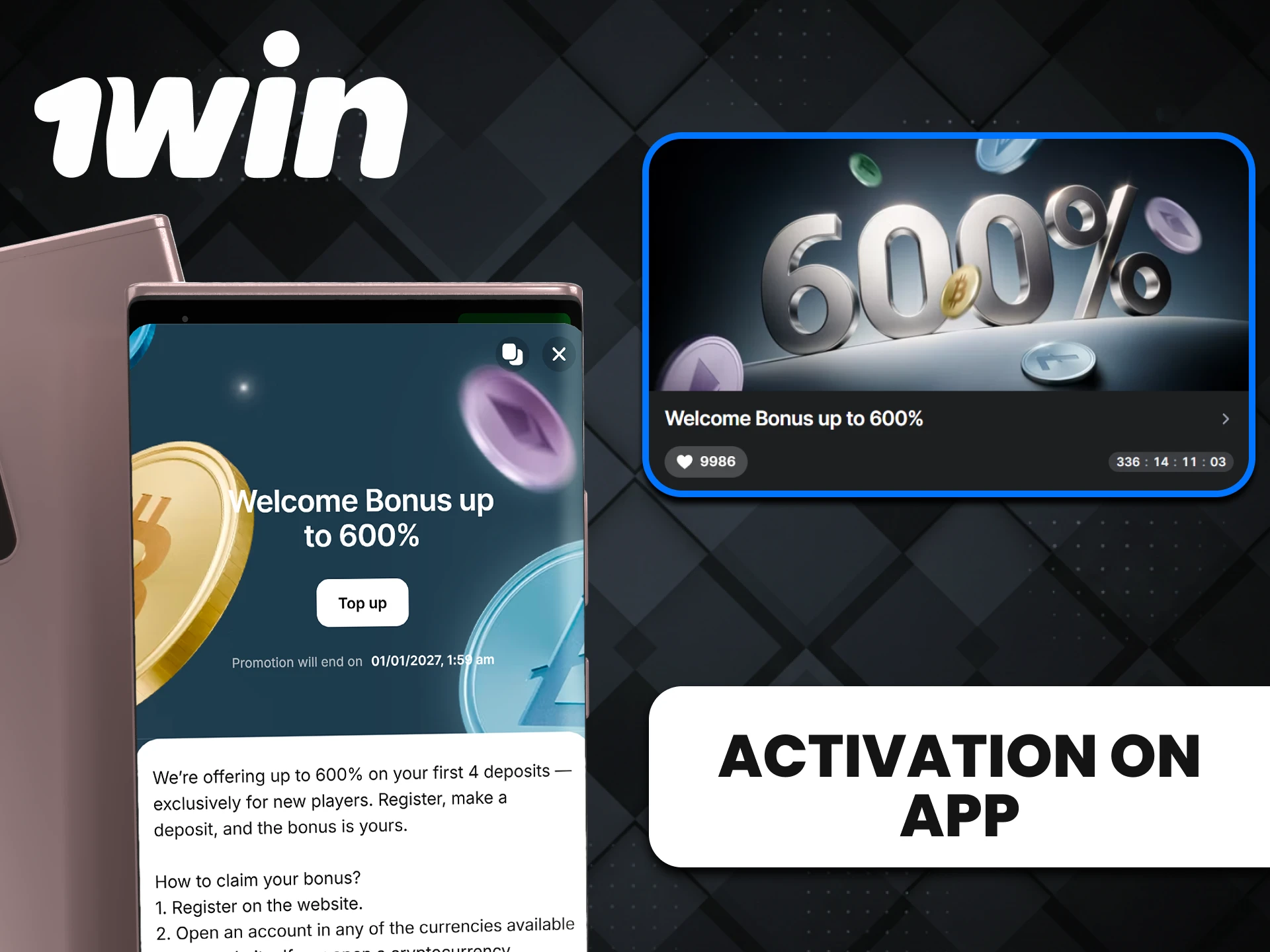 You can get a welcome bonus in the 1win app.