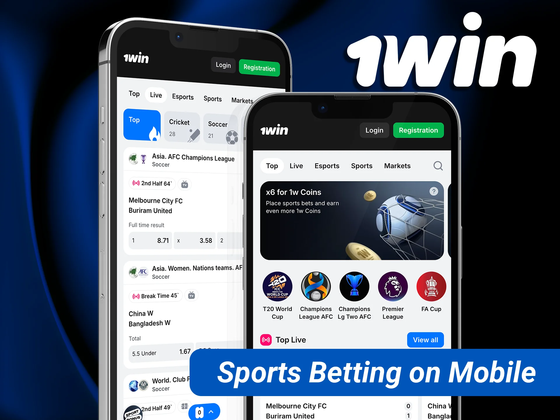 Access a full range of sports betting on mobile with the 1win application.