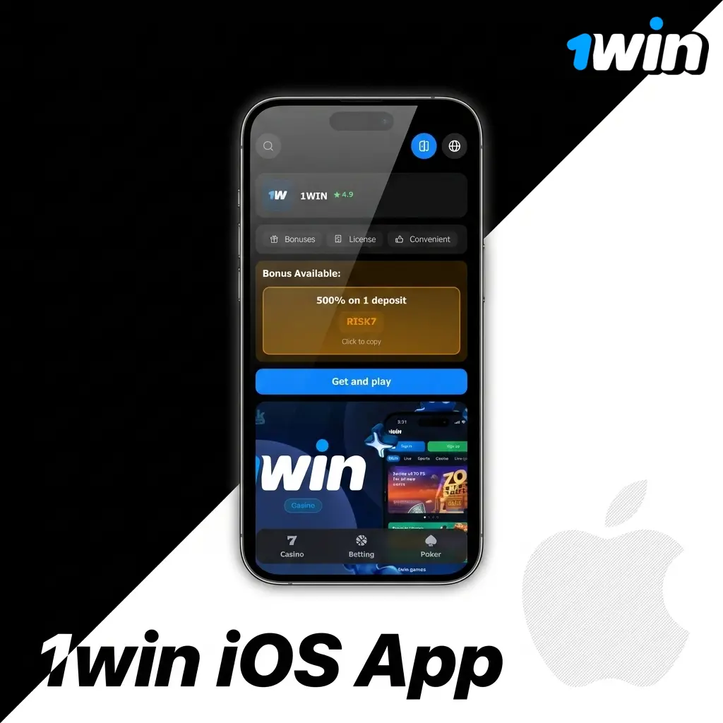 1win iOS app download guide showing App Store installation steps for iPhone and iPad running iOS 12.0 or later