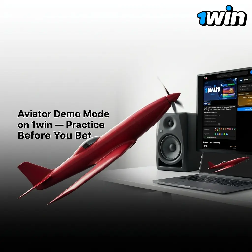 Aviator demo mode on 1win showing virtual credits, Auto Bet and Auto Cash Out features for risk-free practice