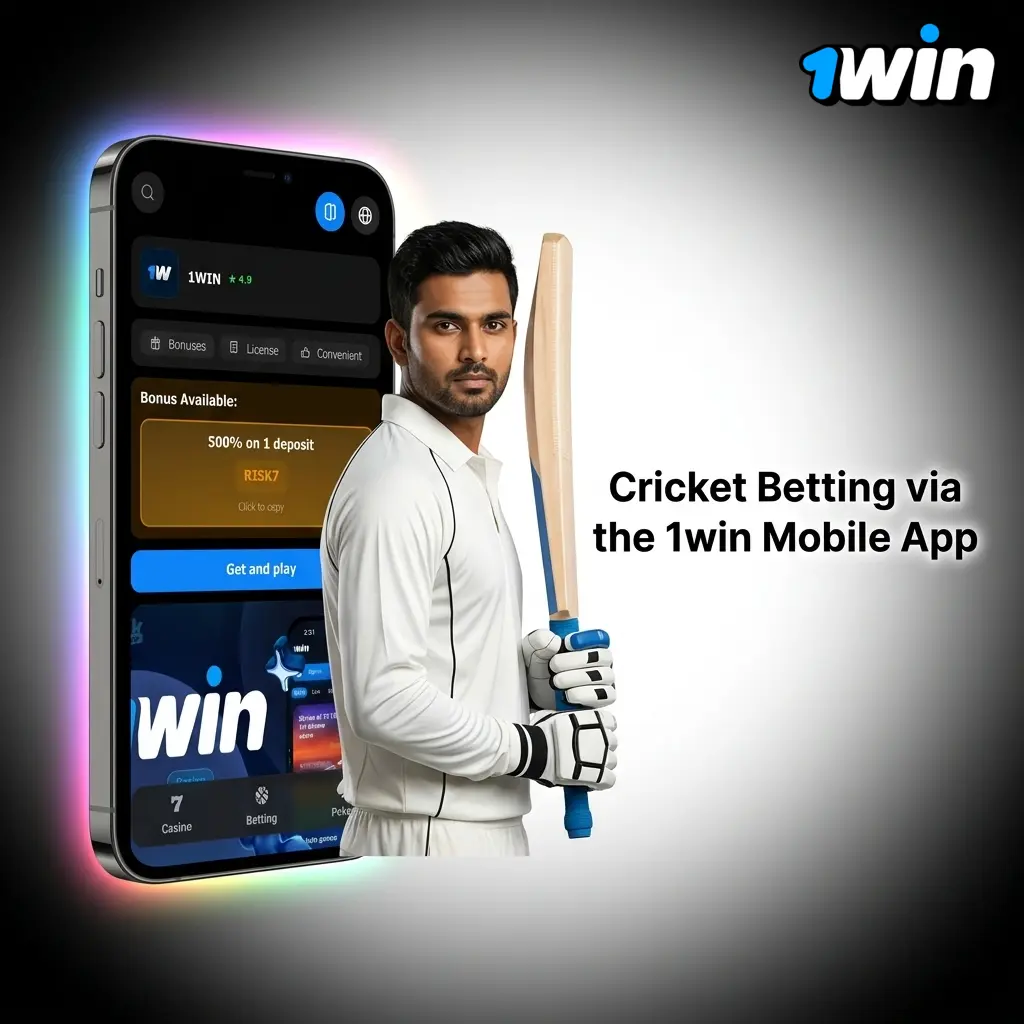 Cricket betting on 1win mobile app for Indian bettors with live markets, Android and iOS support, INR deposits