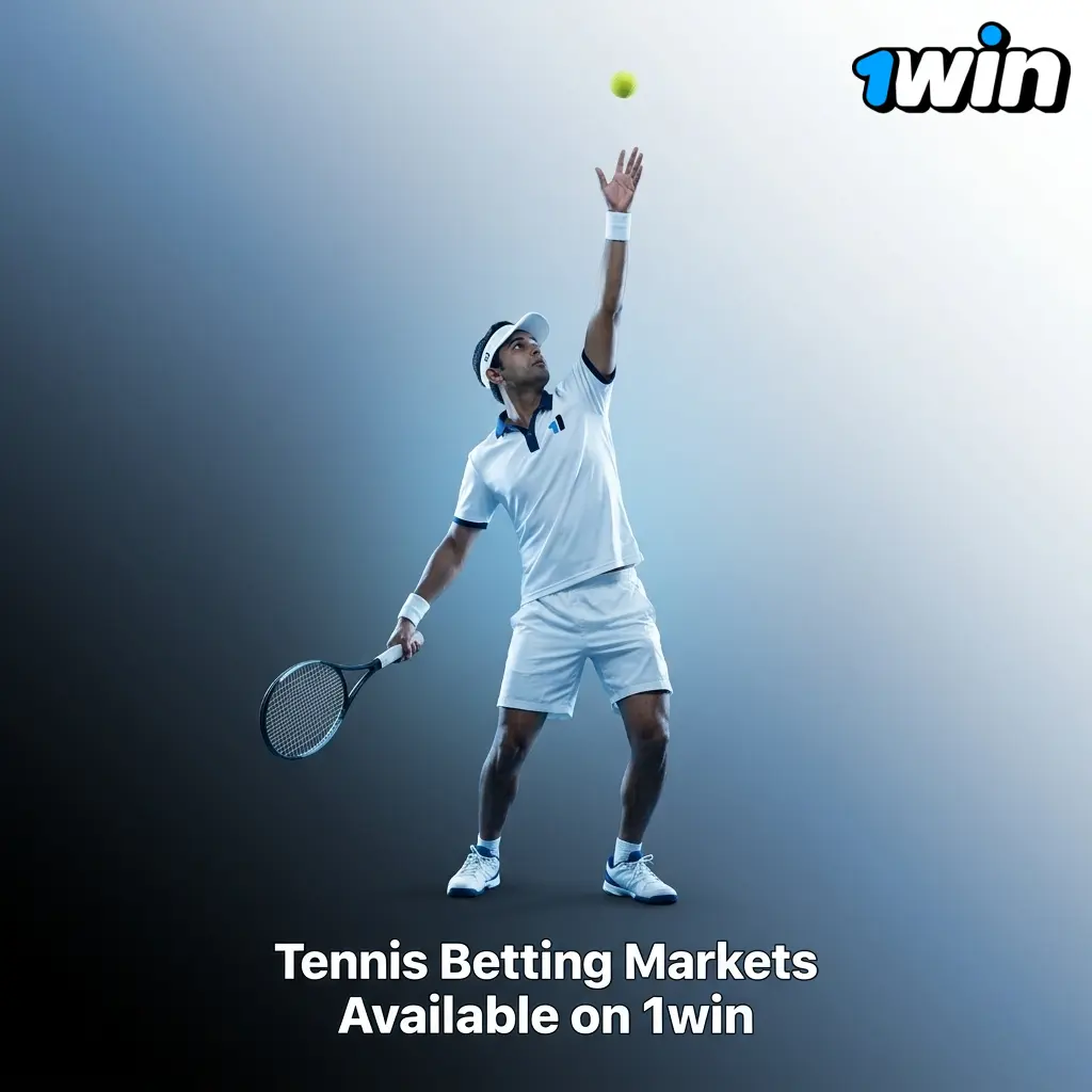 Tennis betting markets on 1win including match winner, set betting, handicap, and correct score options