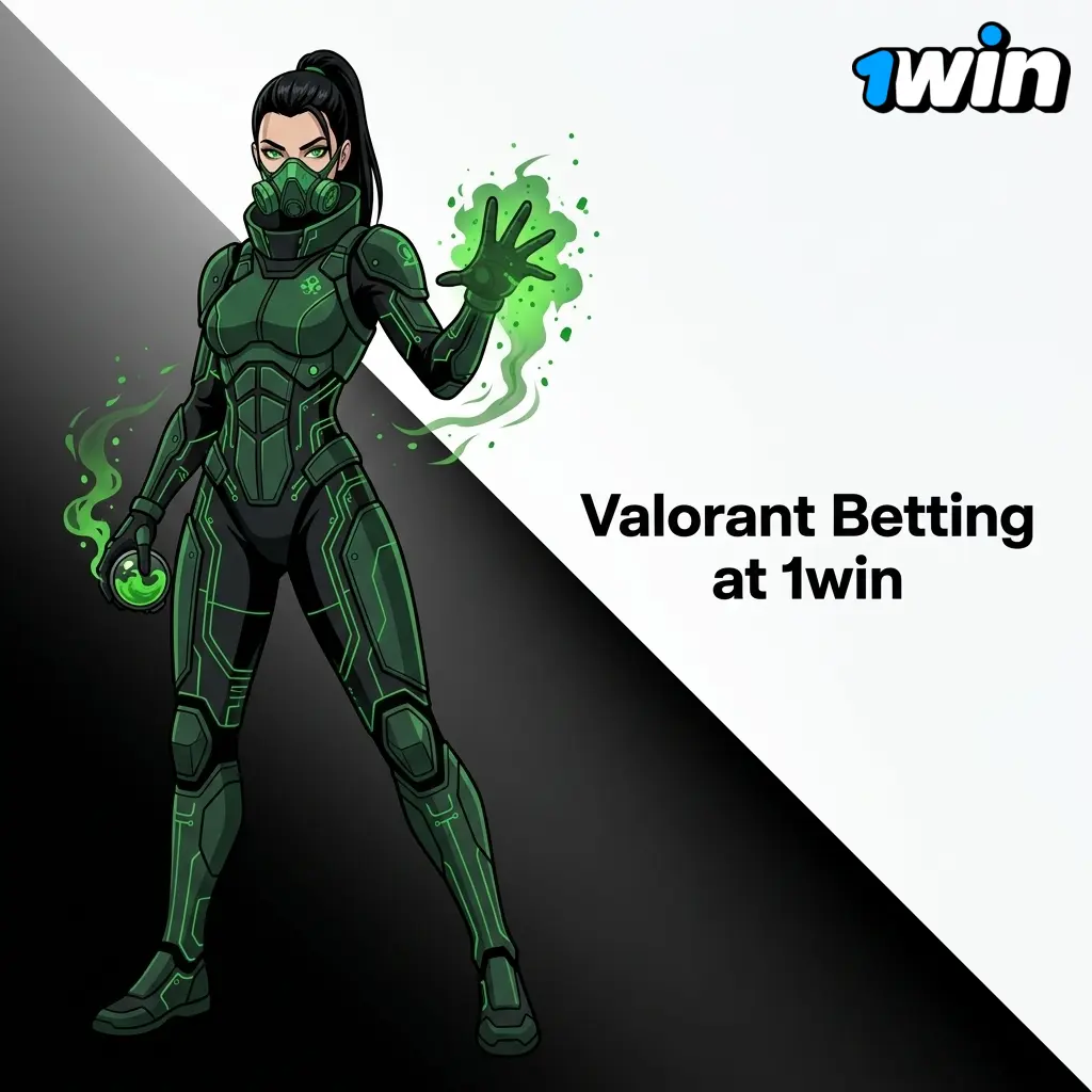 Valorant betting at 1win showing VCT match markets including map winner, round handicap and live esports wagering options